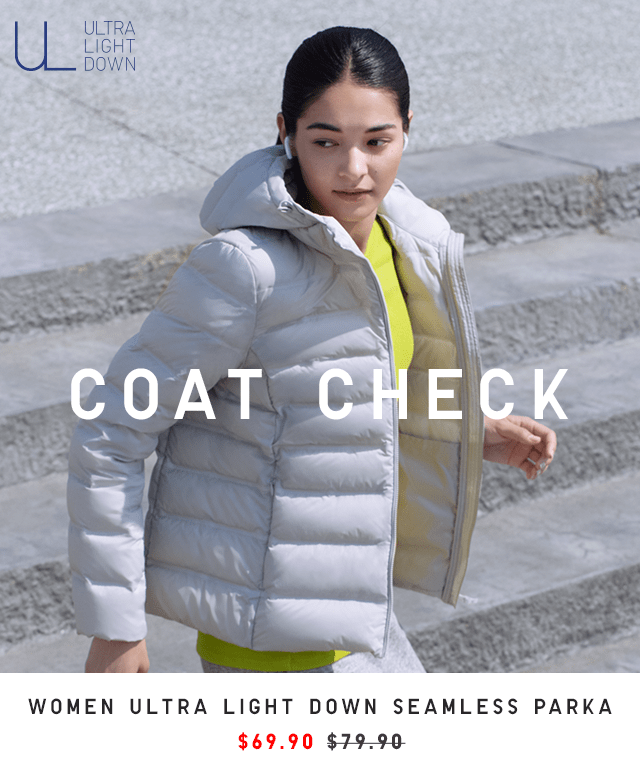 COAT CHECK - WOMEN ULTRA LIGHT DOWN SEAMLESS PARKA $69.90