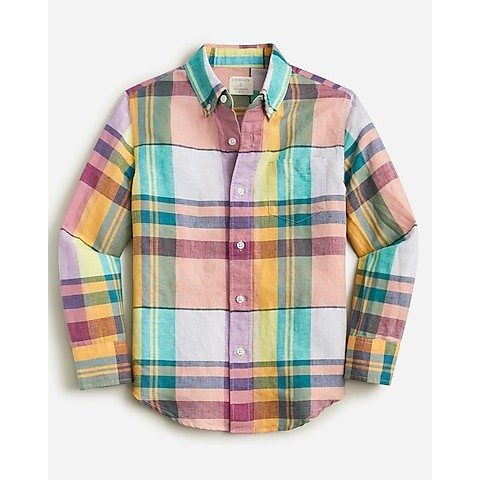 Boys' button-up linen-blend shirt