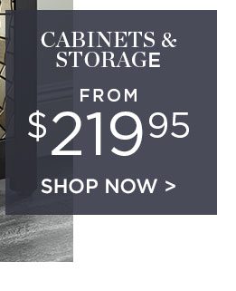 CABINETS & STORAGE - FROM $219.95 - SHOP NOW