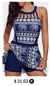 Cutout Neckline Animal Print Swimdress and Shorts