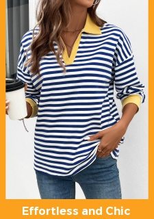 Navy Patchwork Striped Long Sleeve T Shirt