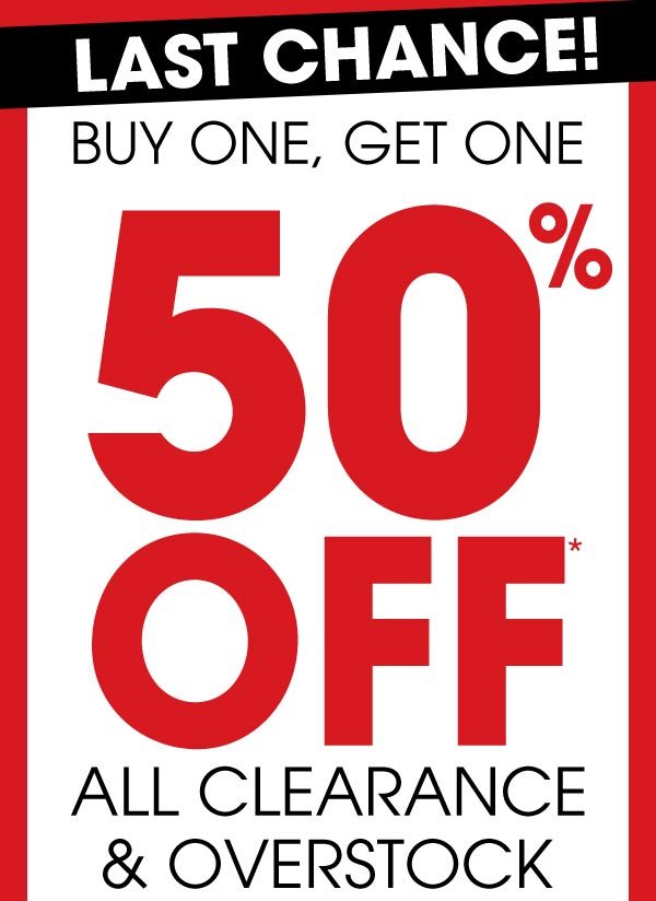 BOGO! Buy One, Get One 50% OFF All Clearance & Overstock when you use promo code HBX4G at checkout.