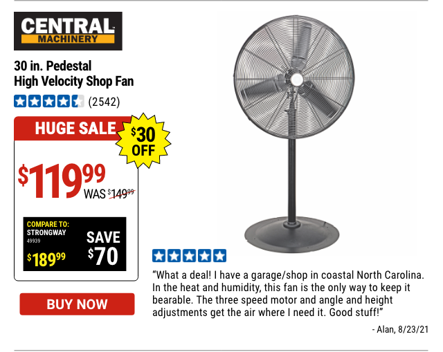 30 in. Pedestal High Velocity Shop Fan