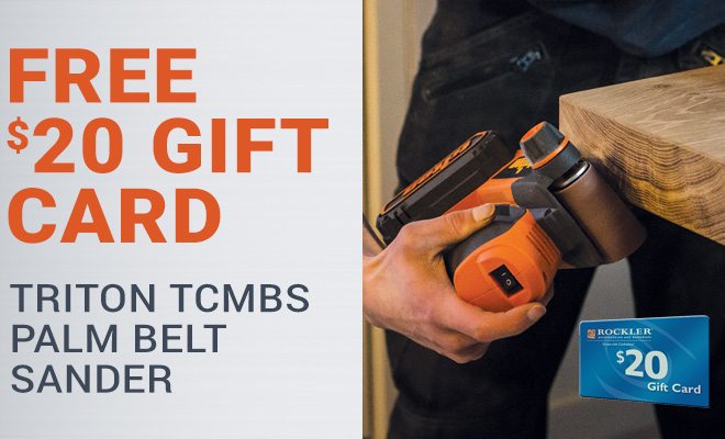 Free $20 Gift Card with Triton TCMBS Palm Belt Sander