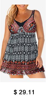 V Neck Keyhole Back Plus Size Swimdress and Shorts