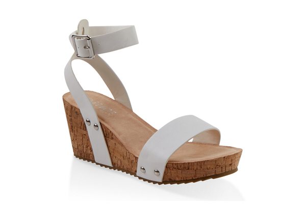 Ankle Strap Cork Wedge Sandals