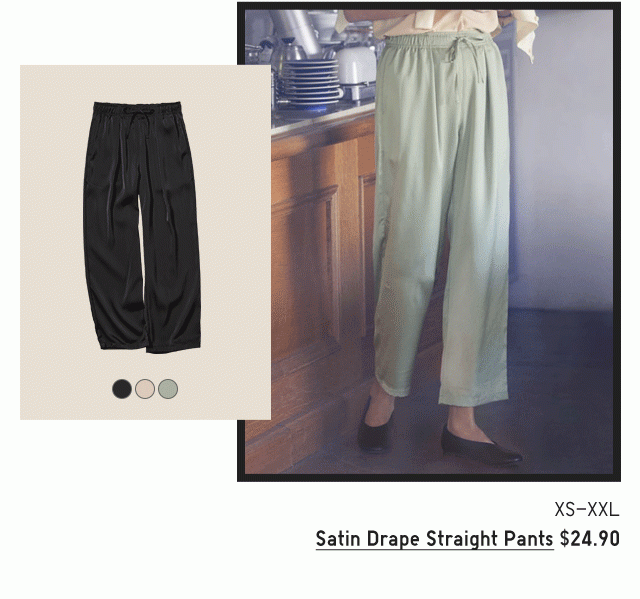 PDP6 - WOMEN SATIN DRAPE STRAIGHT PANTS