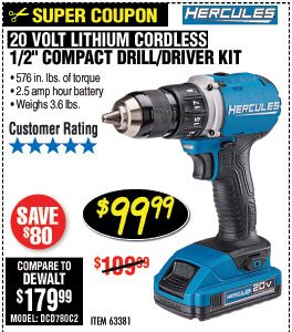 20V Lithium Cordless 1/2 In. Compact Drill/Driver Kit