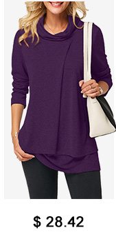 Long Sleeve Cowl Neck Layered T Shirt