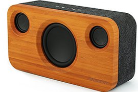 Archeer 25W 2.1Ch Wireless Portable Bamboo Wood Speaker w/ Subwoofer