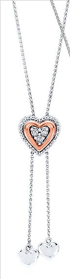 Heart Bolo Necklace 1/10 cttw Diamonds Sterling Silver/10K Gold