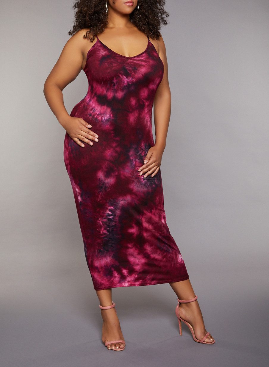 Plus Size Cami Tie Dye Maxi Dress