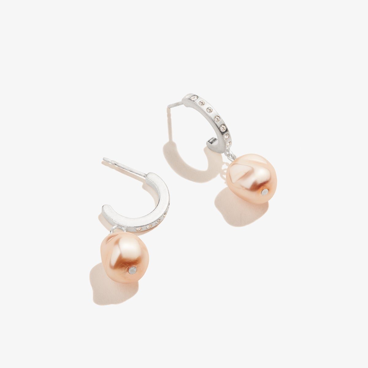 Image of Pavé Pearl Hoop Earrings