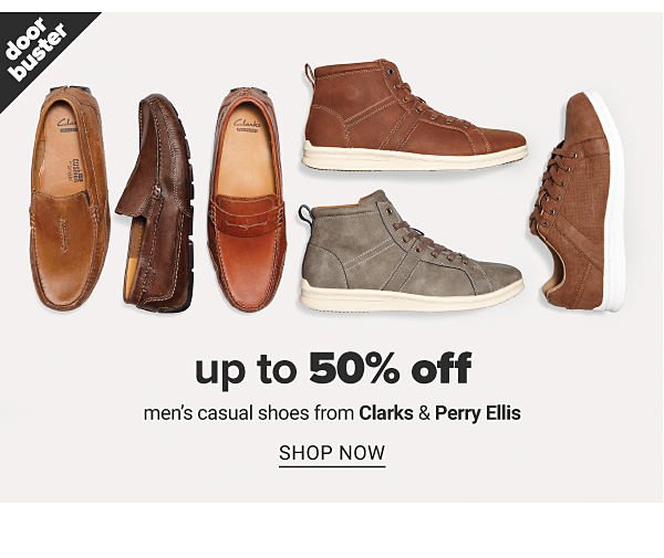 Up to 50% Off Men's Casual Shoes feat. Clarks & Perry Ellis - Shop Now