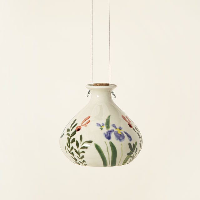Hand-Painted Porcelain Hummingbird Feeder