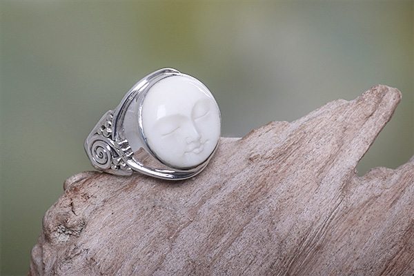 Sterling Silver and Bone Cocktail Ring