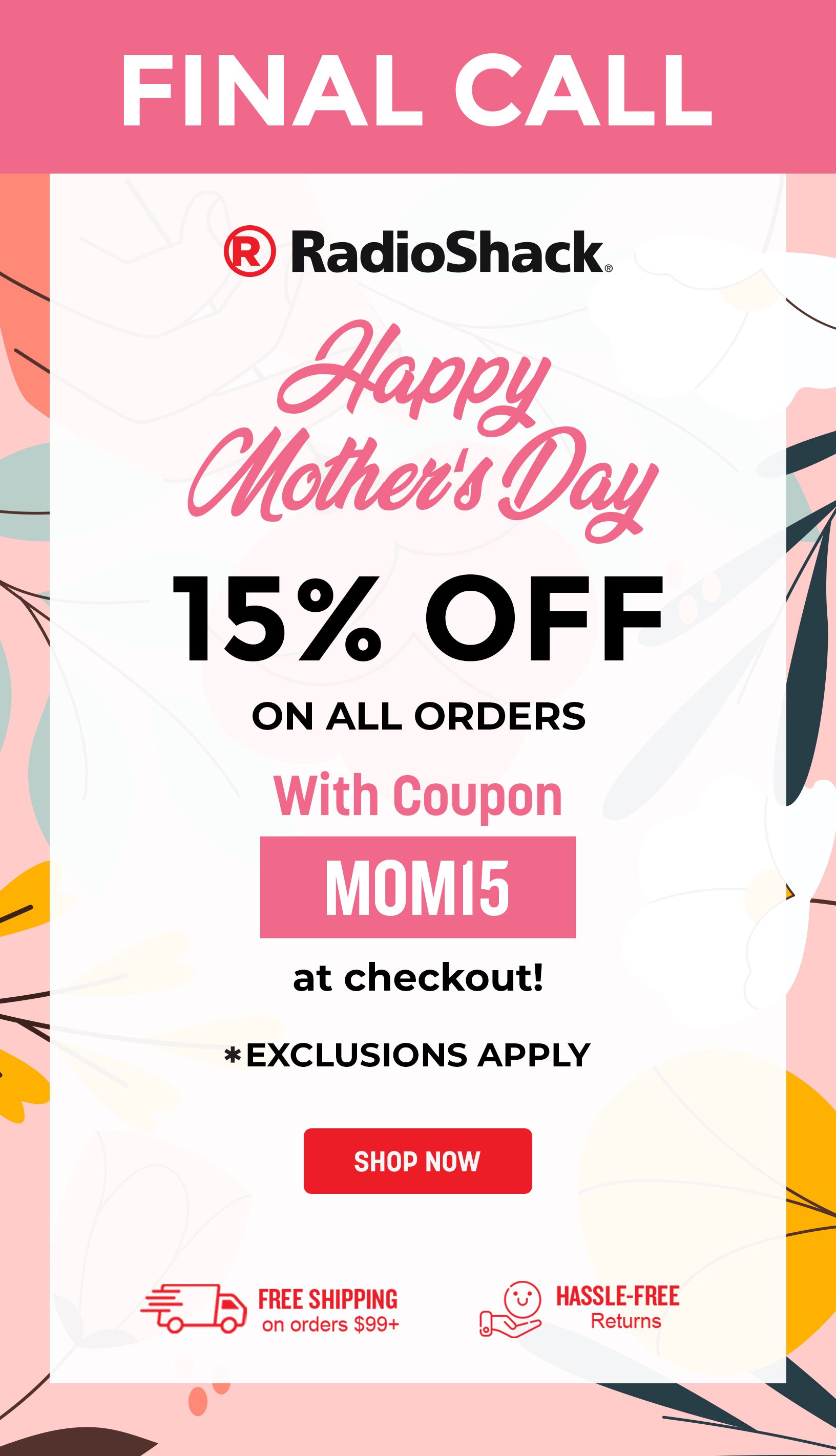 15% OFF ON ALL ORDERS