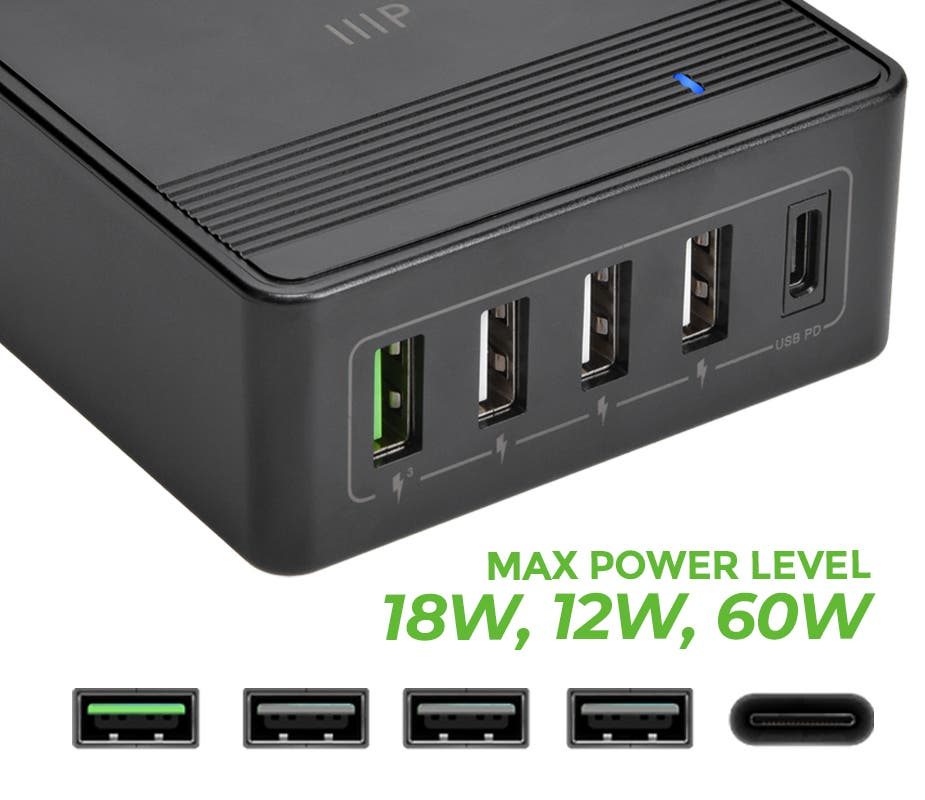 60W USB‑C 5‑Port Desktop Charging Station