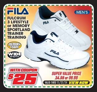 FILA Men's Fulcrum 3 Lifestyle or Memory Sportland Trainer Training Shoes