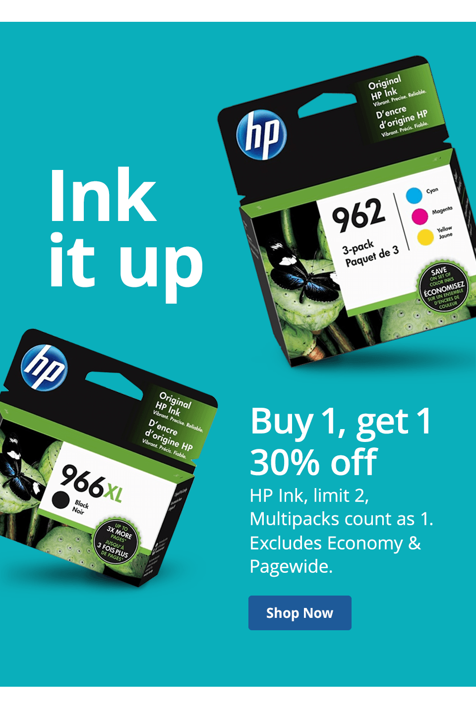 Buy 1, get 1 30% HP ink