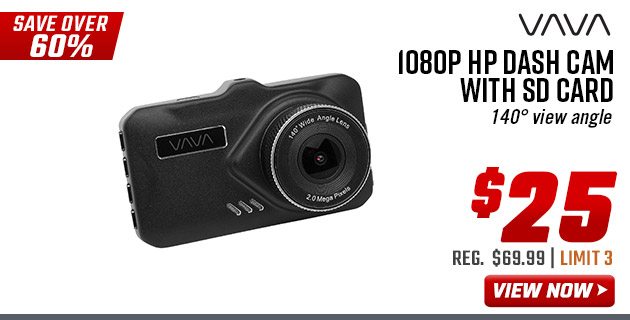 Vava 1080P HP Dash Cam with SD Card