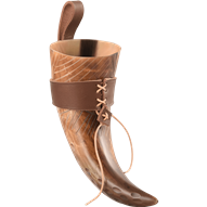 Aslaug Carved Drinking Horn with Holder