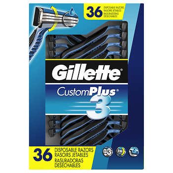 Gillette Custom Plus3 Disposable Razors, 36-Count