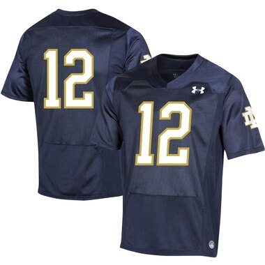 Under Armour #12 Notre Dame Fighting Irish Navy Replica Football Jersey