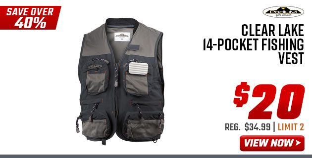 Podium Clear Lake 14-Pocket Fishing Vest