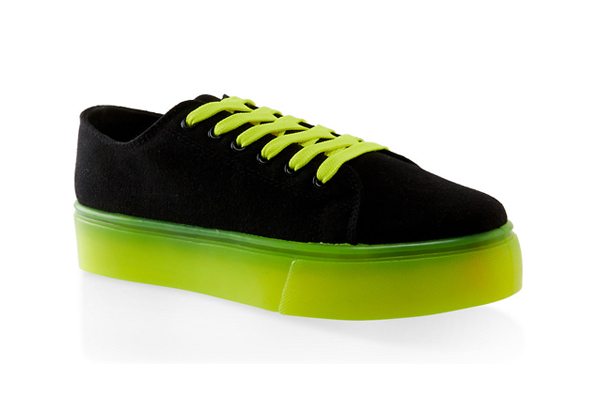 Neon Sole Lace Up Platform Sneakers