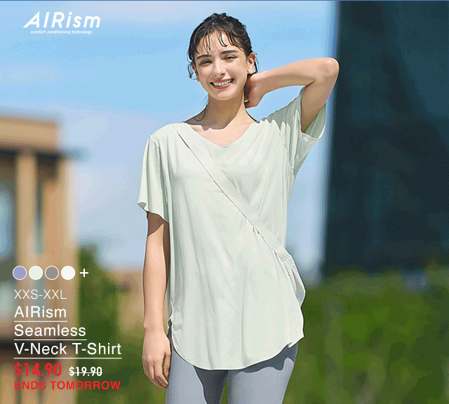 HERO - WOMEN AIRISM SEAMLESS V NECK T-SHIRT AND MEN DRY EX POLO SHIRT