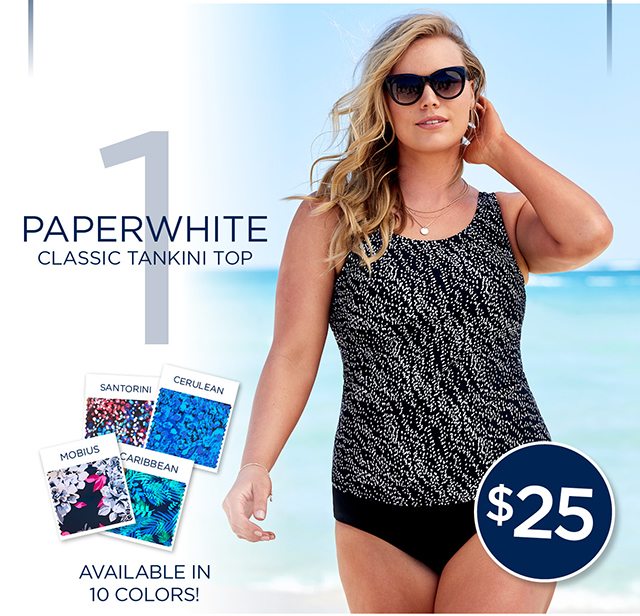 1. Paperwhite Classic Tankini Top