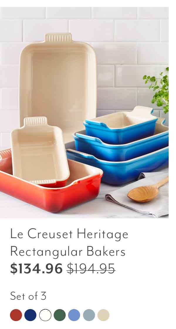 Le Creuset Heritage Stoneware Rectangular Bakers, Set Of 3