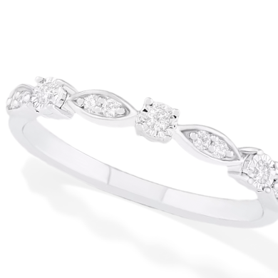 Diamond Stacking Ring 1/8 ct tw Round-cut 10K White Gold