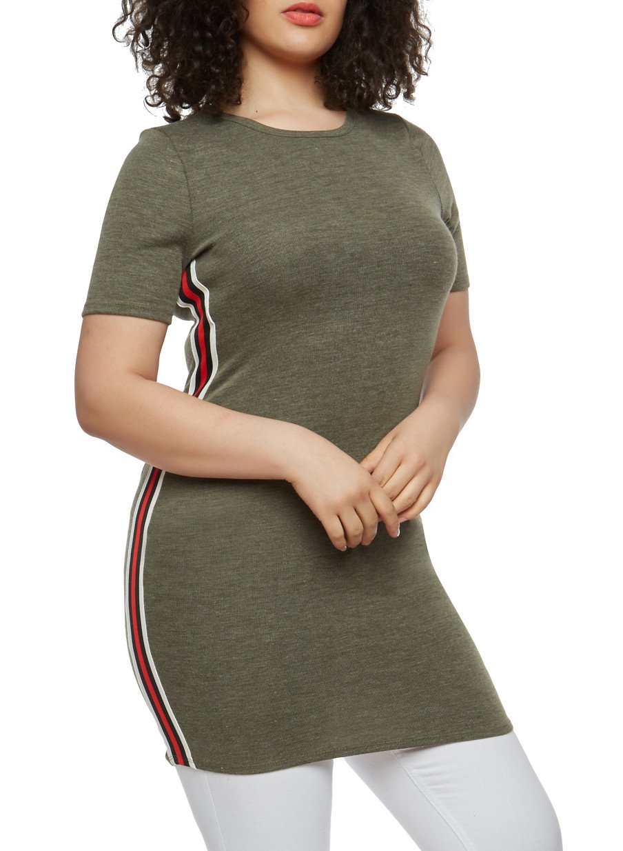 Plus Size Side Stripe Tunic Top