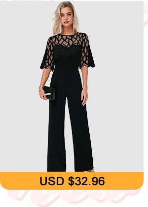 Lace Panel Scalloped Hem Round Neck Jumpsuit 