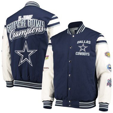 Dallas Cowboys G-III Sports by Carl Banks Victory Formation Commemorative Full-Snap Varsity Jacket - Navy