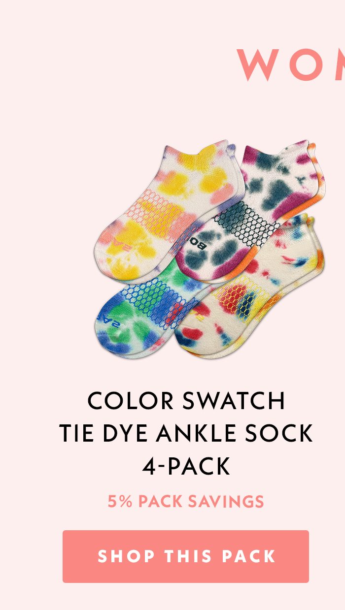 Women | Color Swatch Tie Dye Ankle Sock 4-Pack | 5% Pack Savings | Shop This Pack