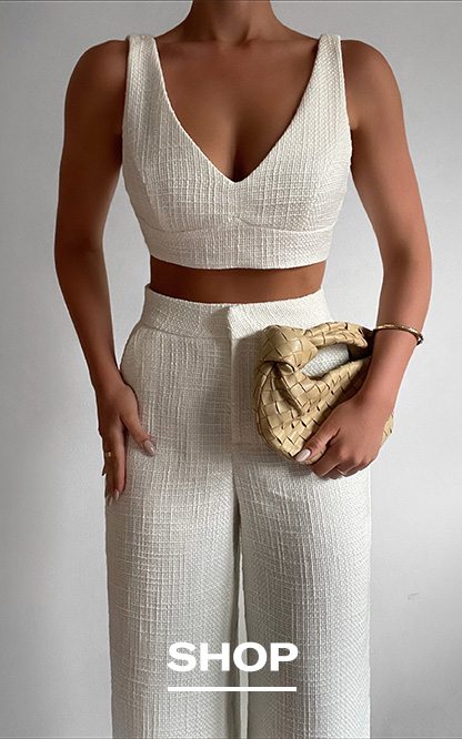 ADELAIDE TWO PIECE WIDE LEG SET IN WHITE