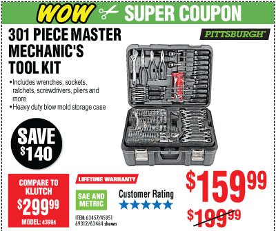 View 301 Pc Mechanic's Tool Set