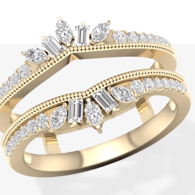 Marquise, Baguette & Round-Cut Diamond Enhancer Ring 1/2 ct tw 14K Yellow Gold