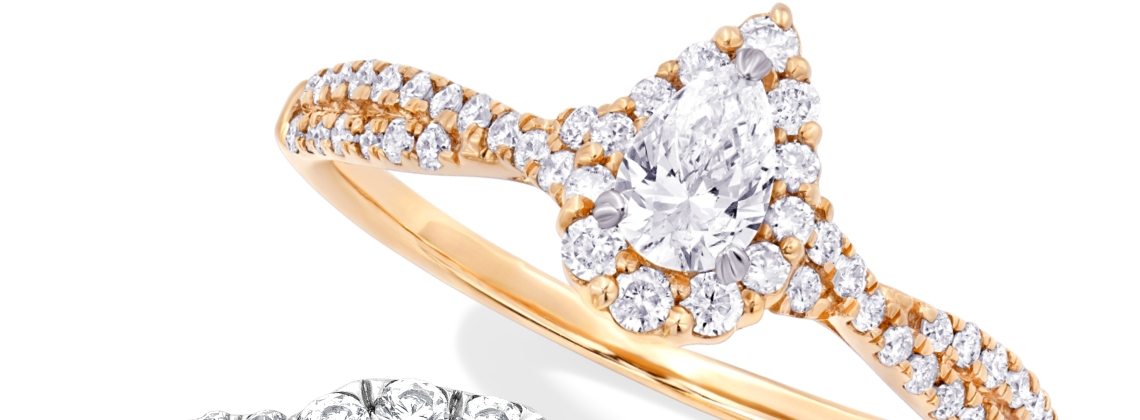 Diamond Engagement Ring 1/2 ct tw Pear/Round 14K Rose Gold