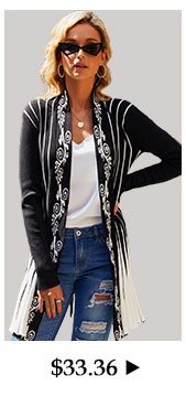 Open Front Long Sleeve Striped Cardigan