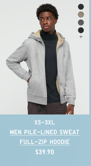 MEN PILE-LINED SWEAT FULL-ZIP HOODIE