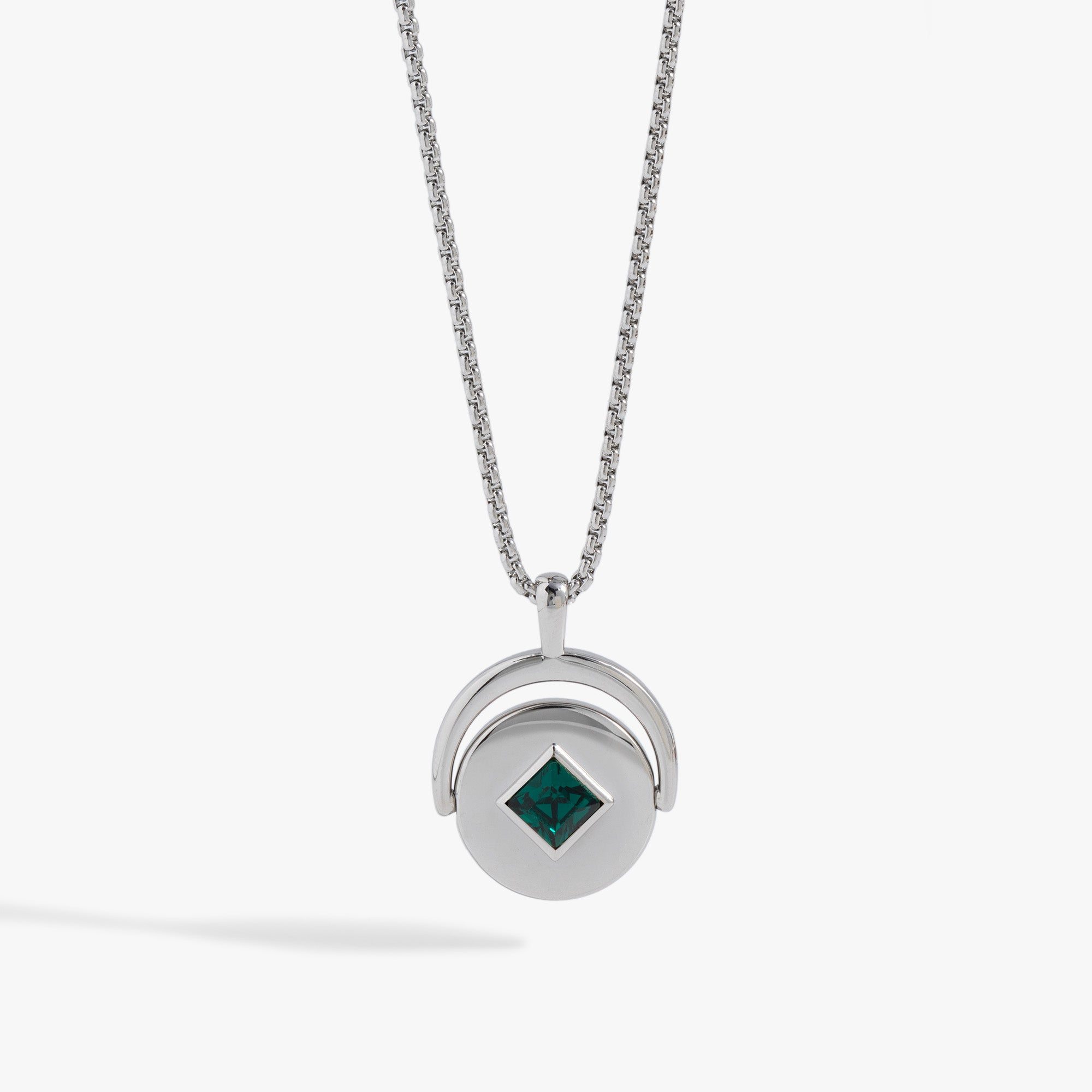 Image of May Birthstone and Flower Flip Charm Necklace