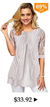 Lace Panel Half Sleeve Faux Two Piece T Shirt