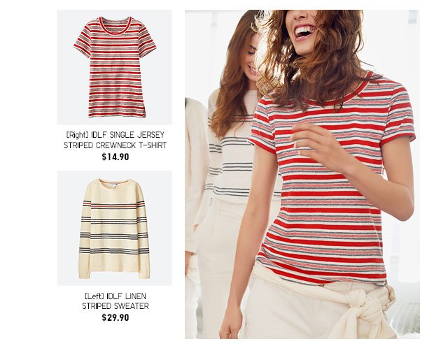IDLF SINGLE JERSEY STRIPED CREWNECK T-SHIRT & LINEN STRIPED SWEATER - SHOP THE COLLECTION