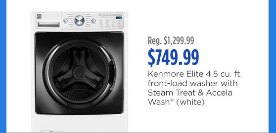 Reg. $1,299.99 | $749.99 Kenmore Elite 4.5 cu. ft. front-load washer with Steam Treat & Accela Wash (white)