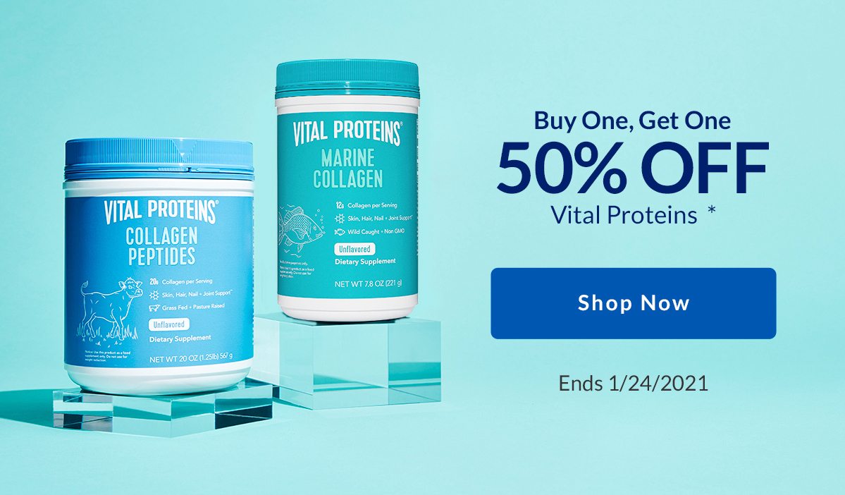 Buy One, Get One 50% OFF Vital Proteins | Shop Now | Ends 1/24/2021