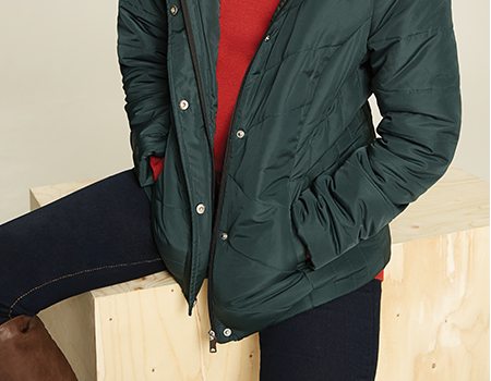 Womens Dark Green Padded Coat